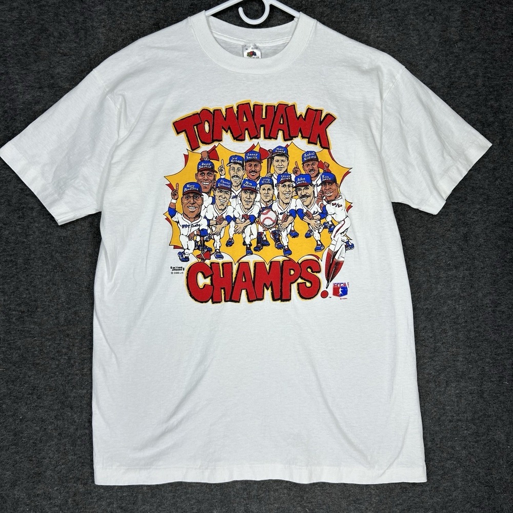 Vintage Atlanta Braves Shirt Mens XL White Caricature Tomahawk Chop 90s